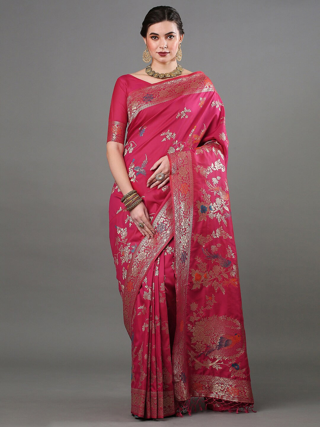 Mitera Woven Design Zari Silk Blend Banarasi Saree | Swadesiicart