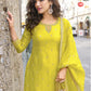 Anaita Yellow Heavy Chinon Silk Palazzo Suit With Sequence Work