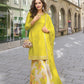 Anaita Yellow Heavy Chinon Silk Palazzo Suit With Sequence Work