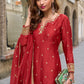 Anaita Red Heavy Chinon Silk Palazzo Suit With Sequence Work