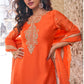 Anaita Orange Heavy Chinon Silk Palazzo Suit With Sequence Work