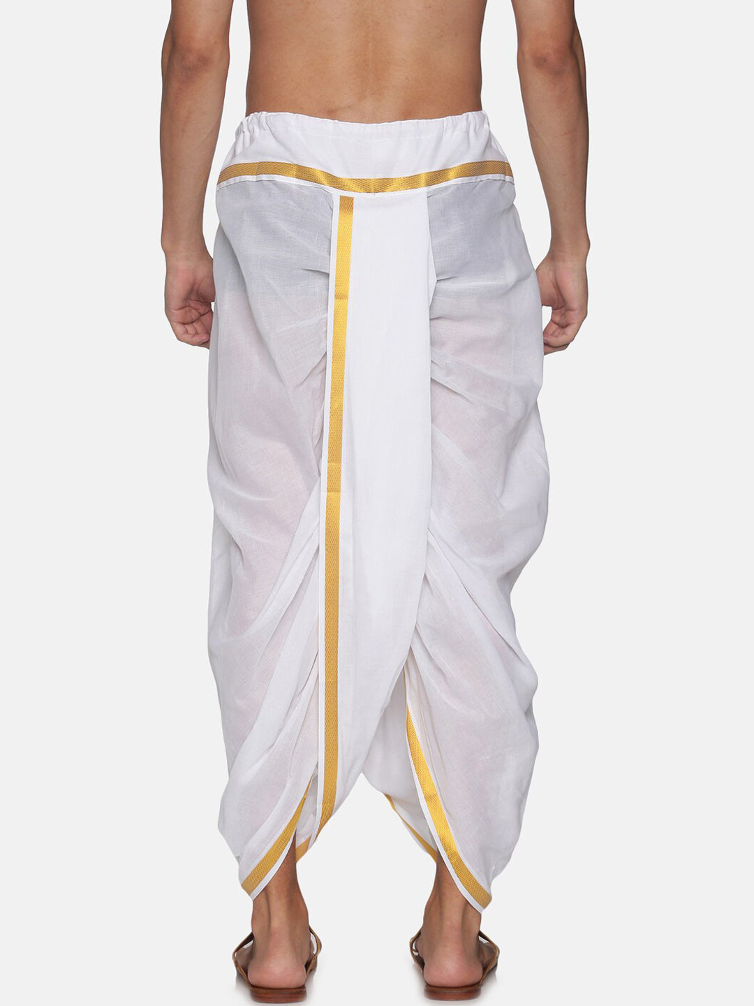 Sethukrishna Men Pack Of 2 White Solid Cotton Readymade Dhoti Pants | Swadesiicart