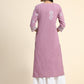 HOUSE OF KARI Floral Embroidered Chikankari Cotton Kurta | Swadesiicart