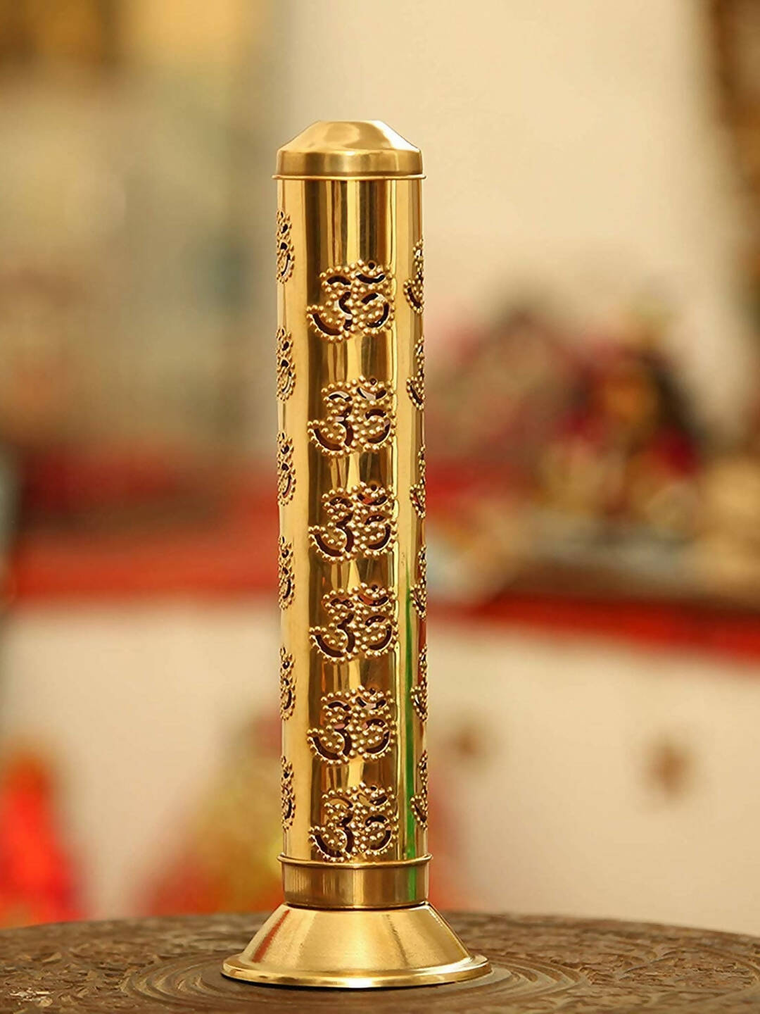 PujaNPujari Gold Toned Textured Agarbatti Incense Sticks Holder Stand | Swadesiicart