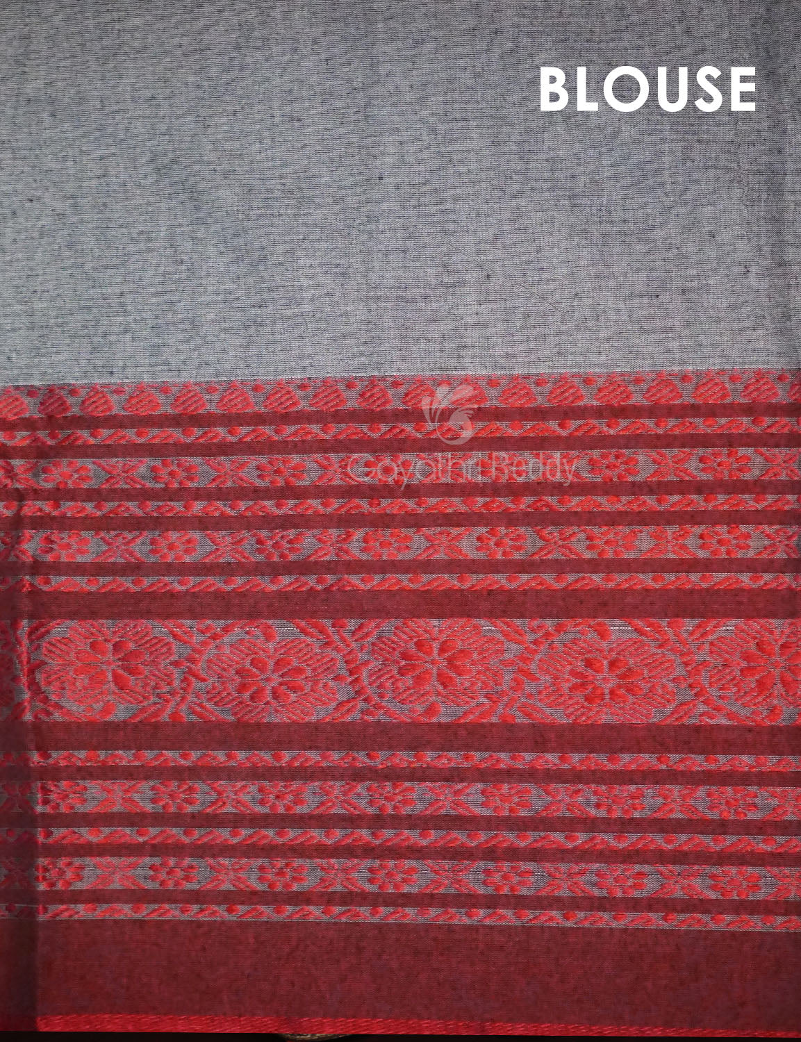 Grey Colour Contrast Thread Border Khadi Cotton Saree By Gayathri Reddy Designer Studio | Swadesiicart