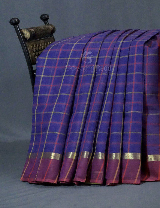 Dual Shade of Navy Blue And Magenta Pure Mangalgiri Cotton By Gayathri Reddy Designer Studio | Swadesiicart
