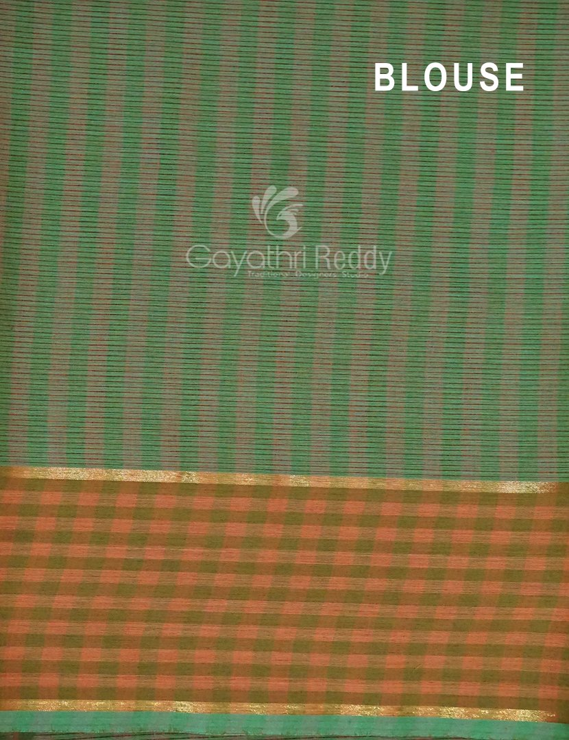 Multi Shades of Rama Green Pure Mangalgiri Cotton By Gayathri Reddy Designer Studio | Swadesiicart