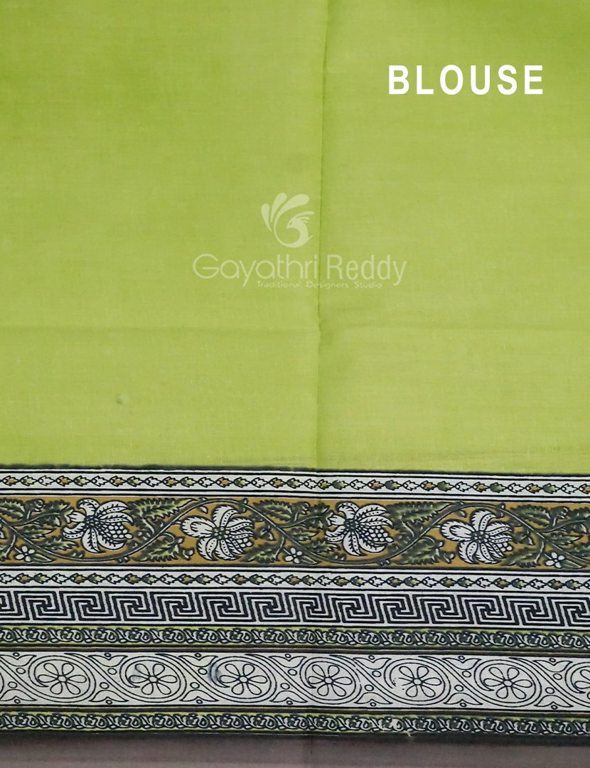 Shades of Grey With Block Print Munga Cotton Saree By Gayathri Reddy Designer Studio | Swadesiicart