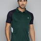 Alcis Men Green & Navy Blue Colourblocked Polo Collar Slim Fit Running T-shirt | Swadesiicart