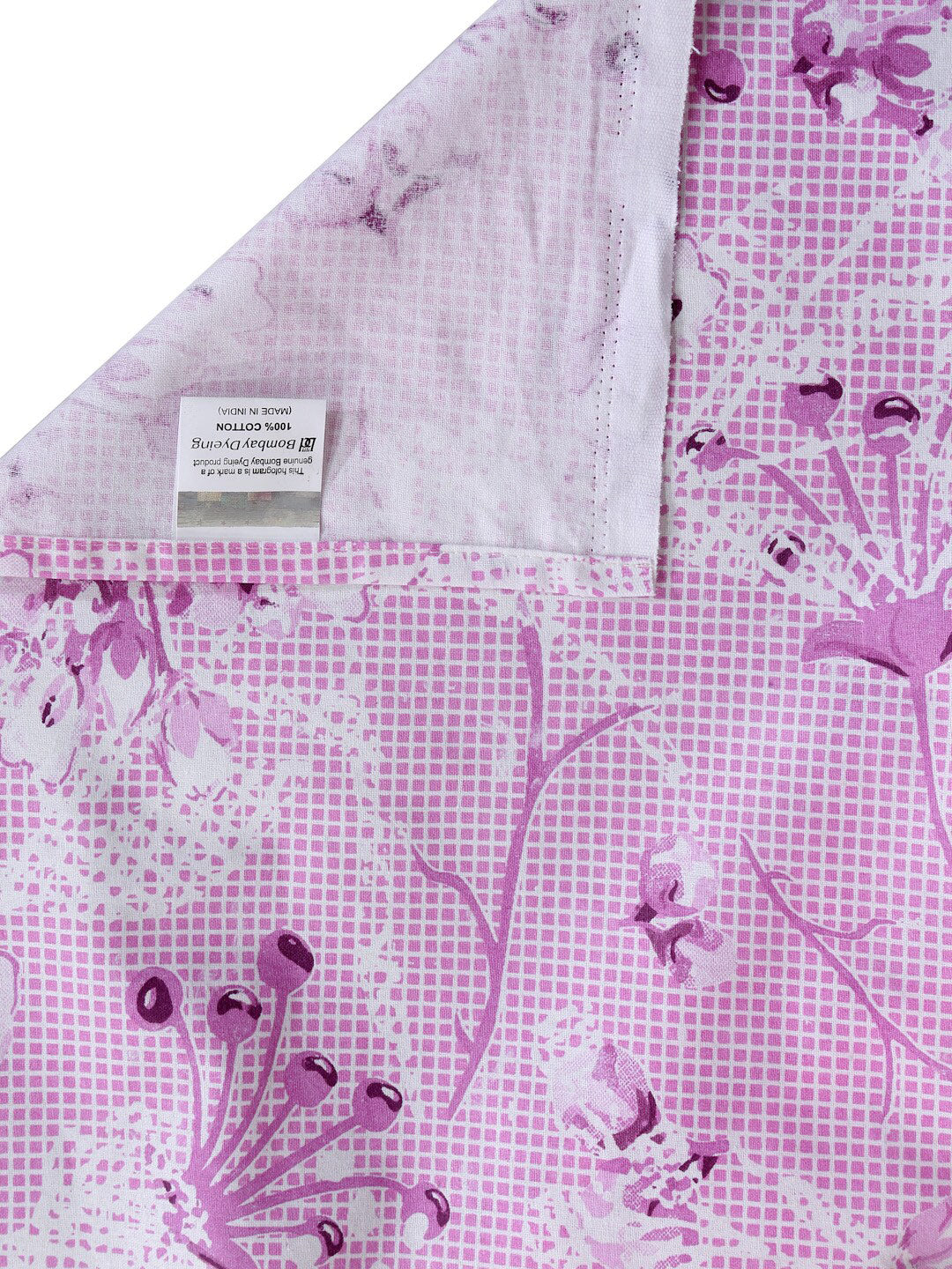 BOMBAY DYEING Pink Floral Cotton 120 TC King Bedsheet with 2 Pillow Covers - Swadesiicart
