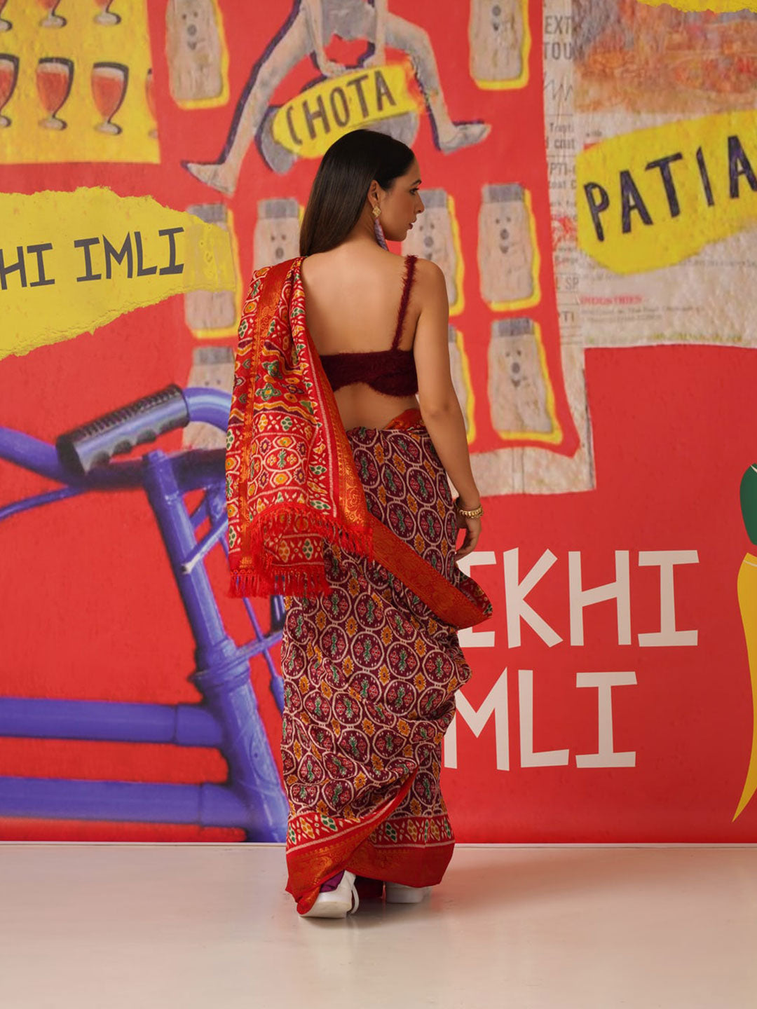 Tikhi Imli Ethnic Motifs Printed Cotton Ready to Wear Saree | Swadesiicart