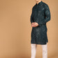 Sojanya Ethnic Motif Embroidered Band Collar Sequinned Pure Cotton Kurta | Swadesiicart