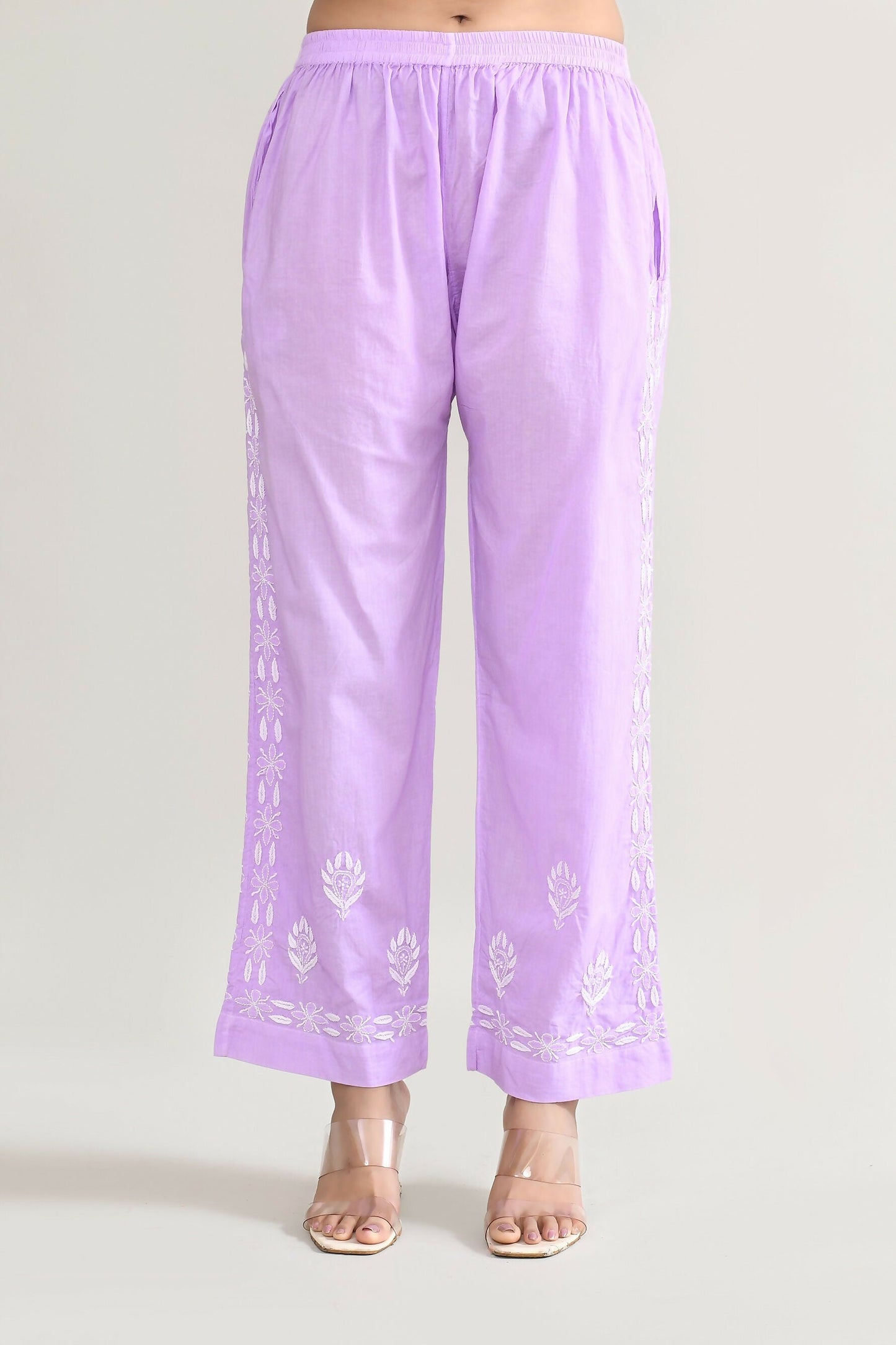 Joban Fashion Womens Cotton ChikanKari Purple Cord set - Swadesiicart