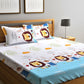 Home Sizzler White & Blue Printed 210 TC Double Bedsheet With 2 Pillow Covers - Swadesiicart