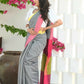 Beatitude Grey Cotton Handloom Saree