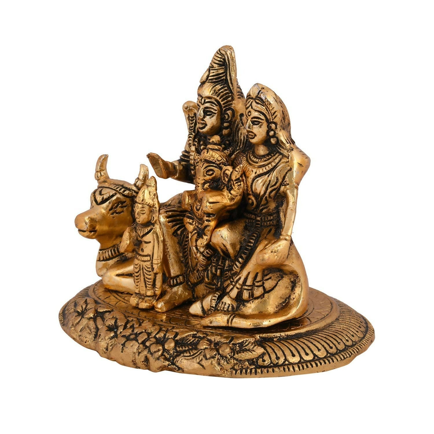 Collectible India Handcrafted Shiva Parvati Ganesh Idol - Swadesiicart