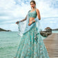 House of Panchhi Turquoise Blue Net Sequins And Zarkan Embroidery Lehenga Choli & Dupatta | Swadesiicart