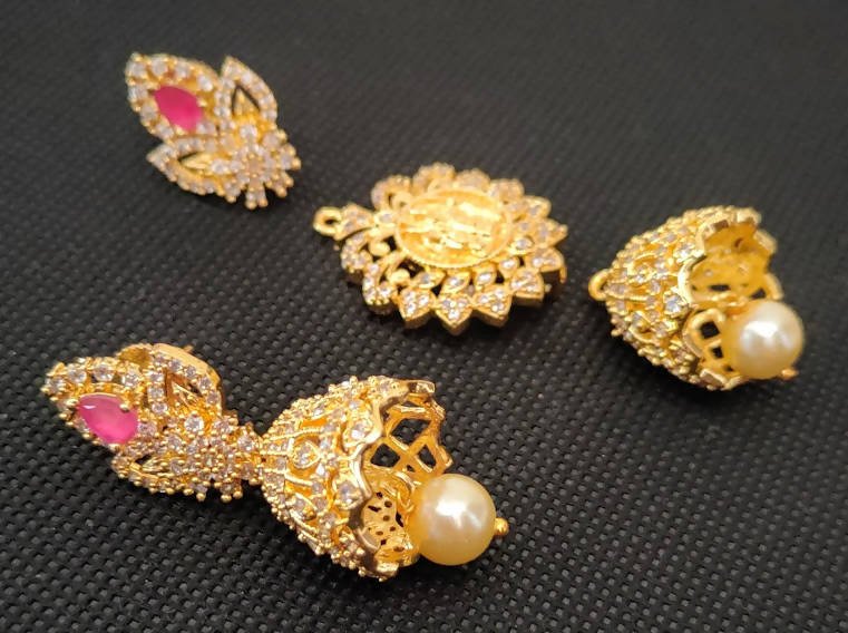 AD Rubies Designer 4 in 1 Temple Earrings | Swadesiicart