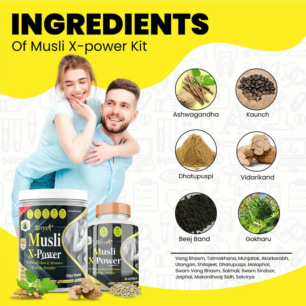 Divya Shree Musli X-Power Capsule, Powder Combo - Swadesiicart