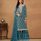 Anaita Teal Embroidered Faux Georgette Salwar Suit