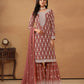 Anaita Brown Embroidered Faux Georgette Salwar Suit