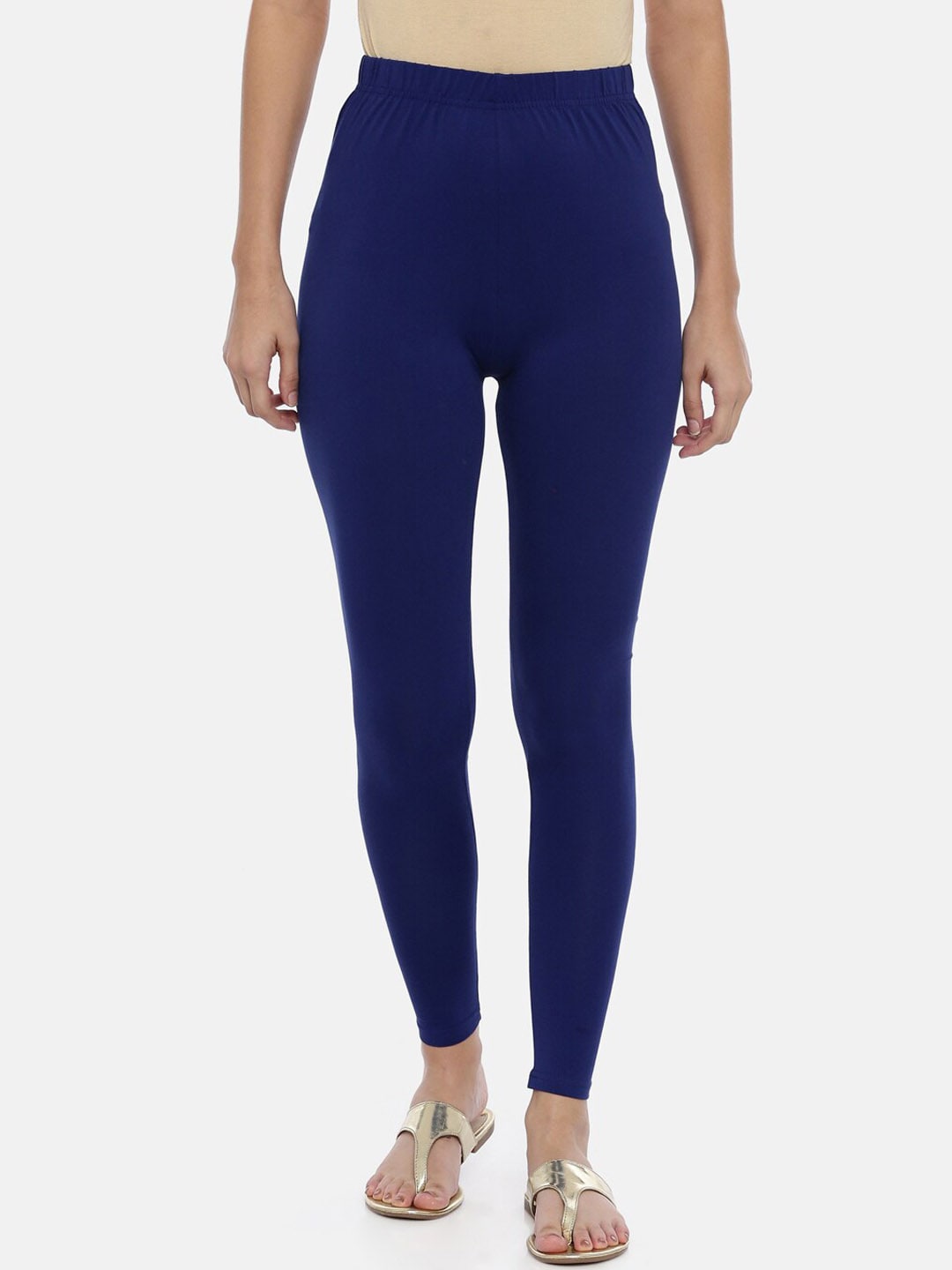 Souchii Women Navy Blue Solid Slim-Fit Ankle-Length Leggings | Swadesiicart