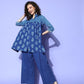 Ahalyaa Blue Pure Cotton Tunic & Palazzos Ethnic Co-Ords - Swadesiicart