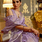 Mitera Lavender & Gold-Toned Ethnic Motifs Zari Silk Blend Banarasi Saree | Swadesiicart