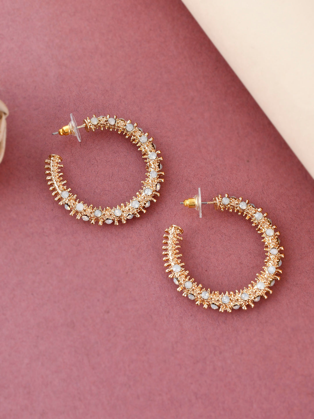 Shoshaa Gold-Toned Contemporary Handcrafted Half Hoop Earrings | Swadesiicart