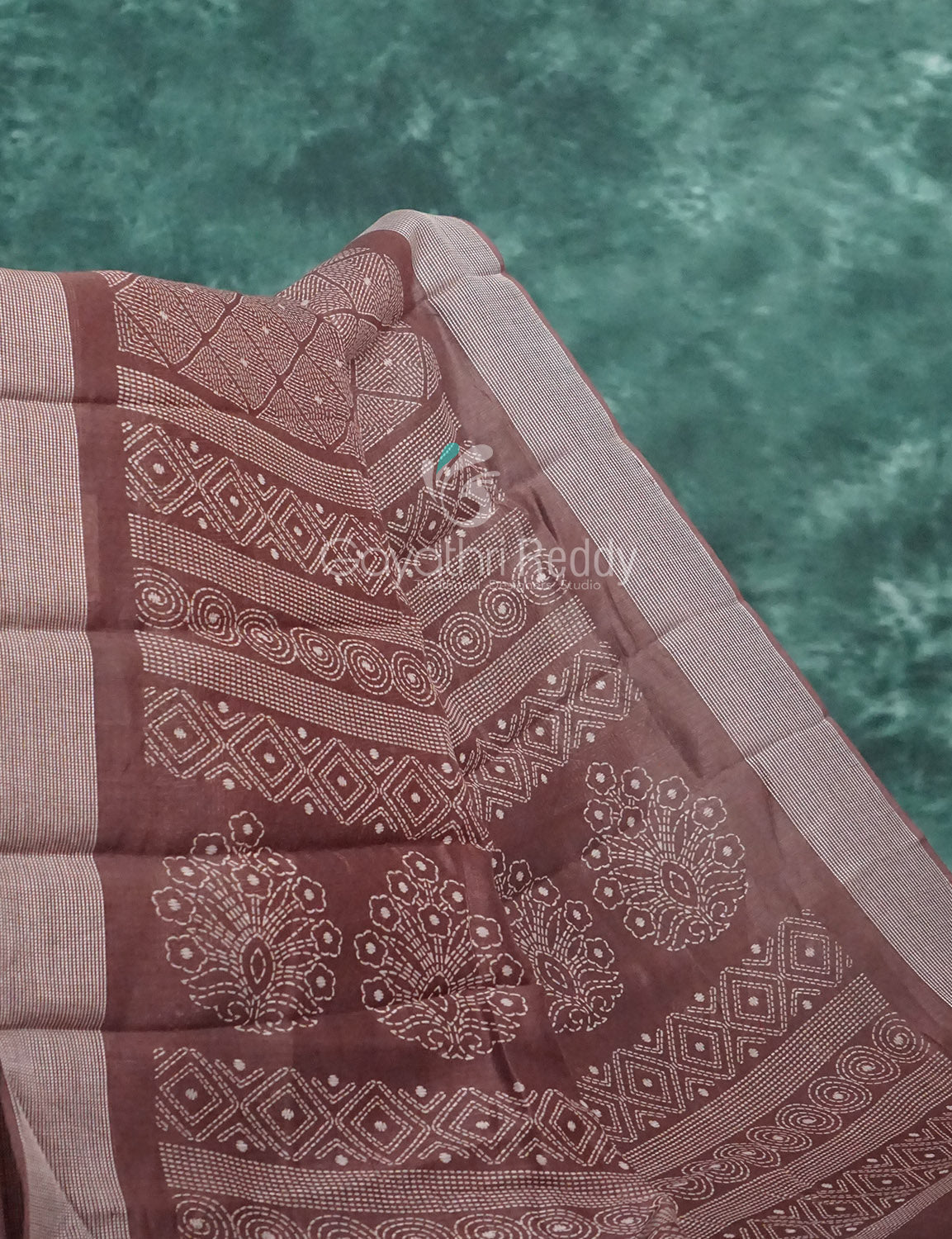 Mauve Brown Coloured Diamond Print Semi Chanderi Saree By Gayathri Reddy Designer Studio | Swadesiicart