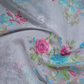 Shades of Light Grey With Floral Print Semi Chanderi Saree By Gayathri Reddy Designer Studio | Swadesiicart