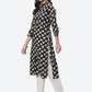 Biba Women Black and White Ethnic Motifs Print Straight Kurta - Swadesiicart