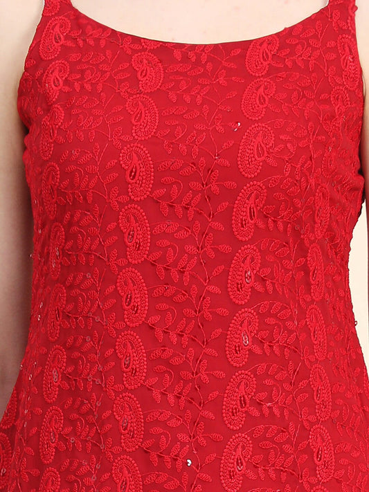 Kalini Paisley Embroidered Sequinned Chikankari Georgette Kurta | Swadesiicart