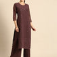 All About You Women Brown Ethnic Motifs Embroidered Regular Chikankari Kurta with Palazzos | Swadesiicart