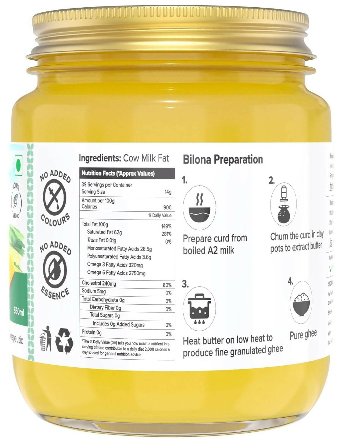 Farm Naturelle A2 Vedic Sahiwal Ghee - Desi Cow Ghee | Natural, Healthy, and Pure | Cultured Cow Ghee - Swadesiicart