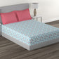 MYTRIDENT Blue White Geometric Cotton 144 TC Queen Bedsheet With 2 Pillow Covers - Swadesiicart