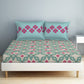 SPACES Aurum Blue Ethnic Motifs Pure Cotton 140 TC Queen Bedsheet With 2 Pillow Covers - Swadesiicart
