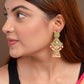 Shoshaa Green & Gold-Toned Contemporary Jhumkas Earrings | Swadesiicart