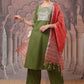 Vishudh Green Ethnic Motifs Printed Kurta with Palazzo & Dupatta - Swadesiicart