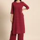 All About You Women Maroon Ethnic Motifs Embroidered Chikankari Kurta with Palazzos | Swadesiicart