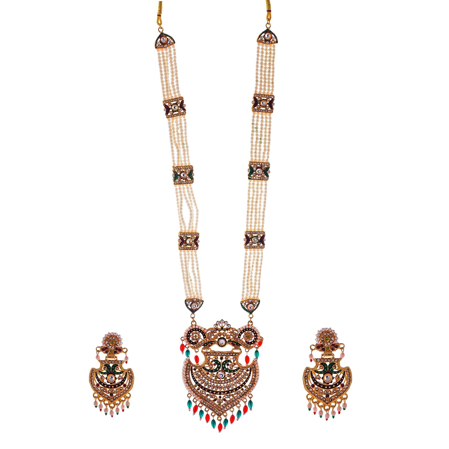 Gold-Polished Alloy Long Jadau Work Rani Haar Necklace - The Pari | Swadesiicart