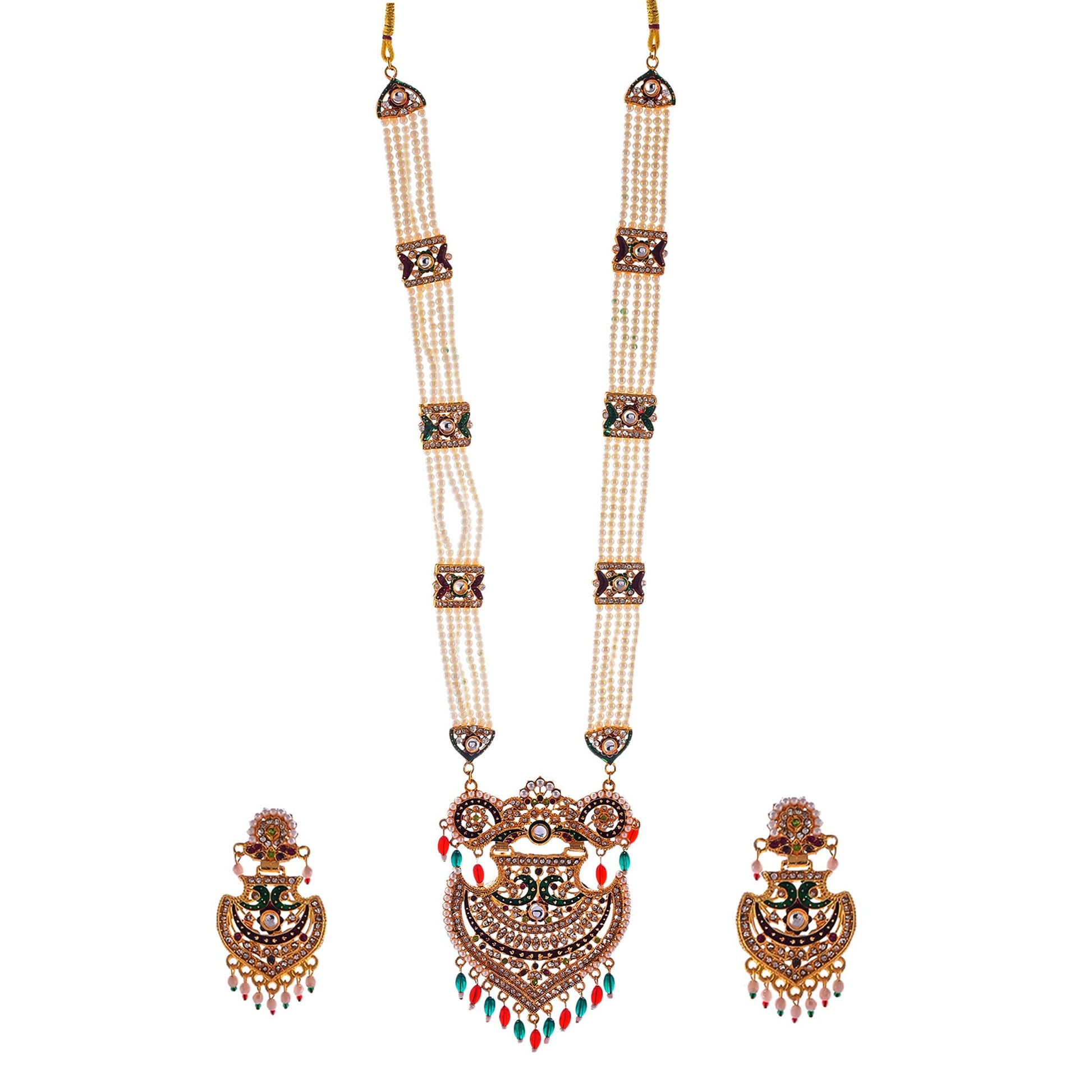 Gold-Polished Alloy Long Jadau Work Rani Haar Necklace - The Pari | Swadesiicart