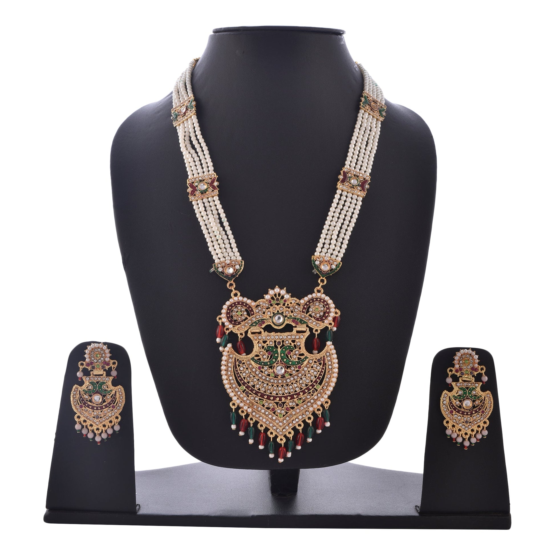 Gold-Polished Alloy Long Jadau Work Rani Haar Necklace - The Pari | Swadesiicart