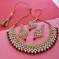 Gold-Polished Alloy Mehrron Kundan Choker Necklace Set With Maangtika - The Pari | Swadesiicart