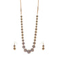 Gold-Polished Alloy Victorian Look Classy Mala Necklace With Earrings - The Pari - Swadesiicart