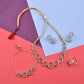 Rhodium-Plated Alloy American Diamond Circle Style Necklace With Earring Ring And Bracelet Set - The Pari - The Pari - Dinesh Associates