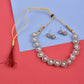Rhodium-Plated Alloy Silver Ad Necklace With Pearls - The Pari | Swadesiicart