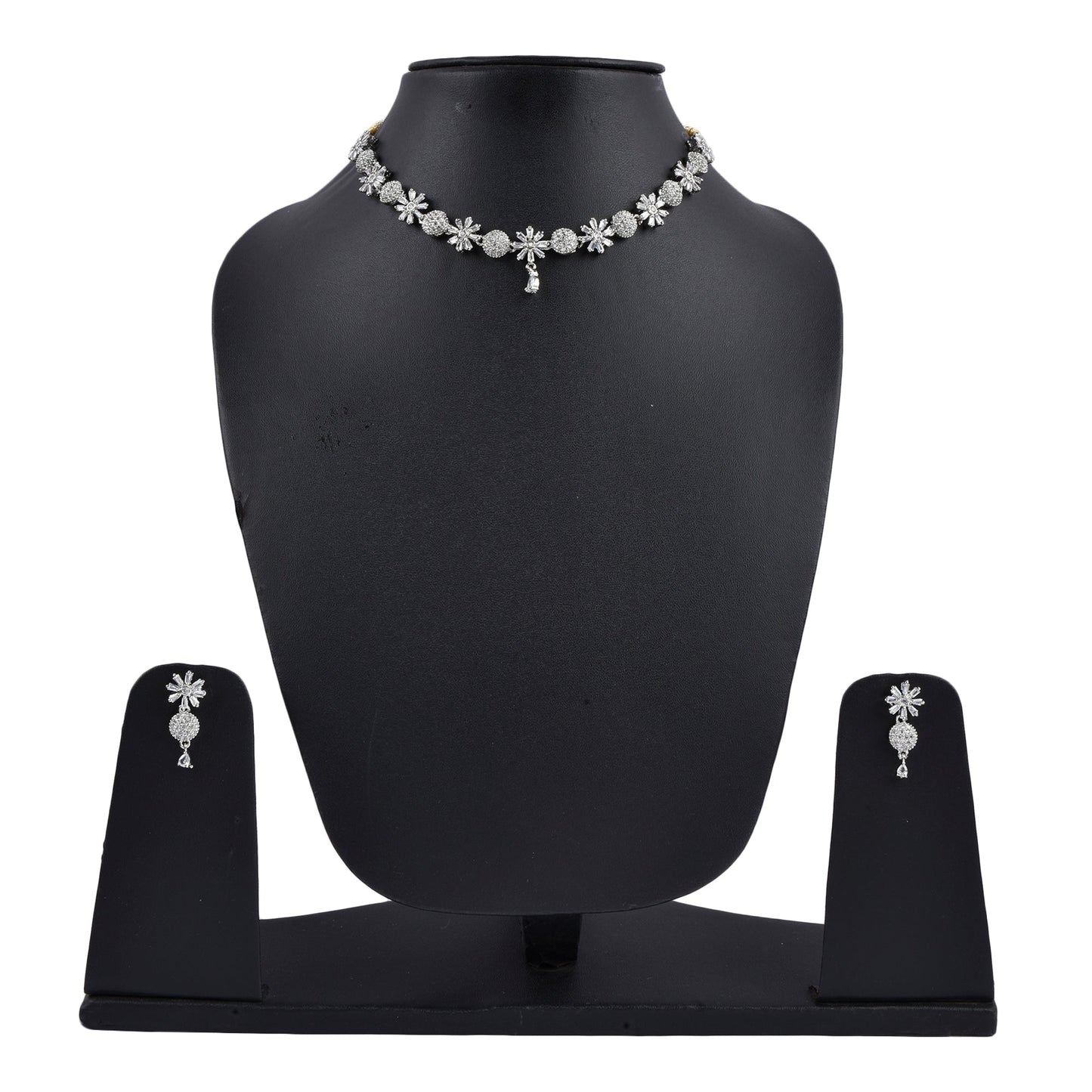 Rhodium-Plated Alloy Denty Look Designer Ad Necklace - The Pari | Swadesiicart