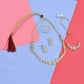 Rhodium-Plated Alloy Heart Shape Ad Necklace With Bracelet - The Pari - The Pari - Dinesh Associates