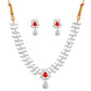Rhodium-Plated Alloy Nagin Inspired Ruby Stone Ad Necklace Set - The Pari - Swadesiicart
